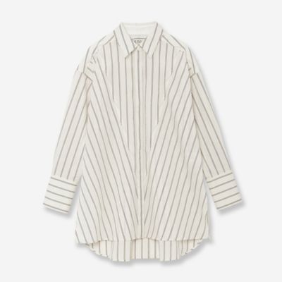 ＜R-ISM(Women) ＞ストライプ切替ワイドシャツ（８１０３３４０２）