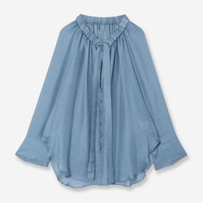 ＜R-ISM(Women) ＞シアーリボンブラウス（ブルー）（８１０３３５１９Ａ）