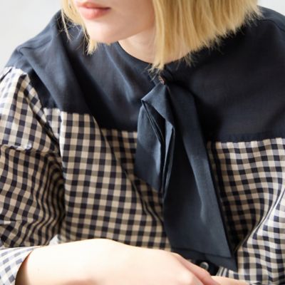 【セットアップ対応】タフタギンガムチェックブラウス（８１０３３５２１）