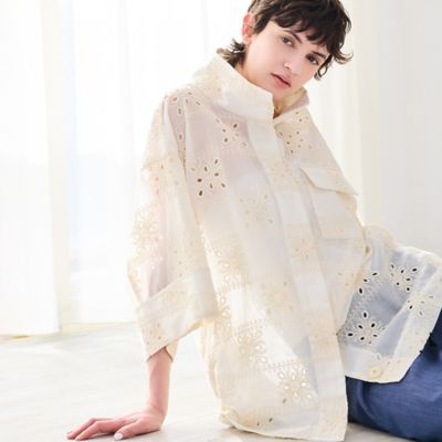 ＜R-ISM(Women) ＞【セットアップ対応・洗える・Ｓ／Ｍ／Ｌサイズ】エンブロイダリーレースシャツ（８１０３３６０９）