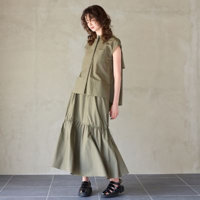 【セットアップ対応】【撥水加工・接触冷感】バックフリルイージーブラウス（８１０３４５２９）