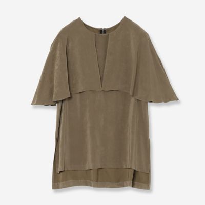 R-ISM(Women) /リズム サテンピーチケープブラウス(81035501) カーキ トップス【三越伊勢丹/公式】