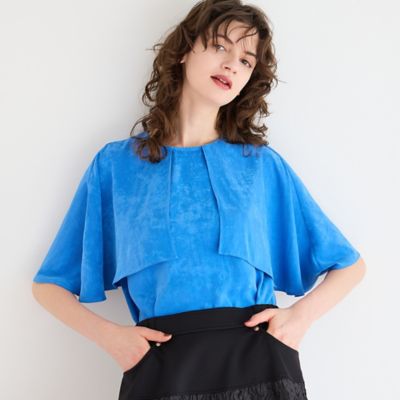 R-ISM(Women) /リズム サテンピーチケープブラウス(81035501) アオ トップス【三越伊勢丹/公式】