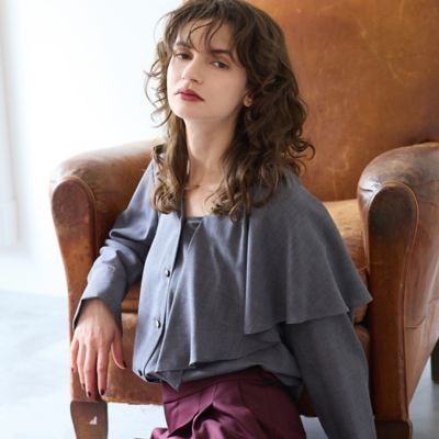 ＜R-ISM(Women) ＞【洗える・Ｓ／Ｍ／Ｌサイズあり】アシンメトリーラッフルブラウス（８１０３５５０６）