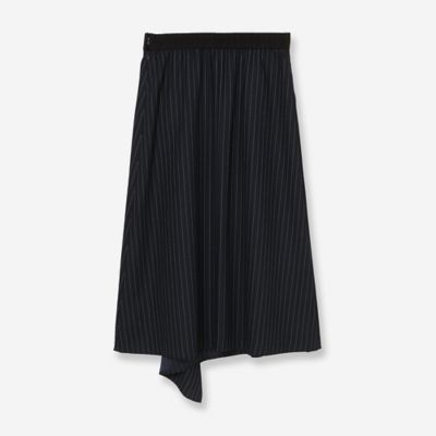 洗える・S／M／Lサイズ】イレギュラーヘムピンストライプスカート