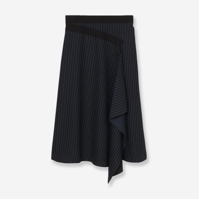 洗える・S／M／Lサイズ】イレギュラーヘムピンストライプスカート