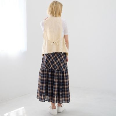 【セットアップ対応】オーガンジーチェックスカート（８１０４３５１２）