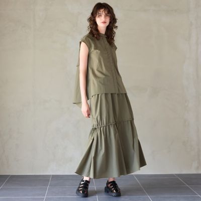 R-ISM(Women) /リズム イージーフレアスカート(81044519) カーキ ロングスカート【三越伊勢丹/公式】