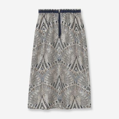 インポート素材・洗える】ピーコックジャカードスカート