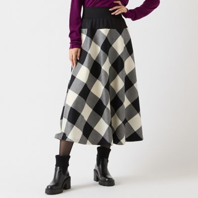 尾州ウール】チェックフレアスカート（81046509） | R