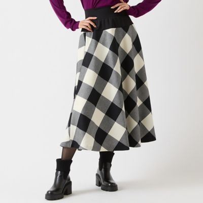 尾州ウール】チェックフレアスカート（81046509） | R-ISM