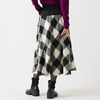 尾州ウール】チェックフレアスカート（81046509） | R-ISM