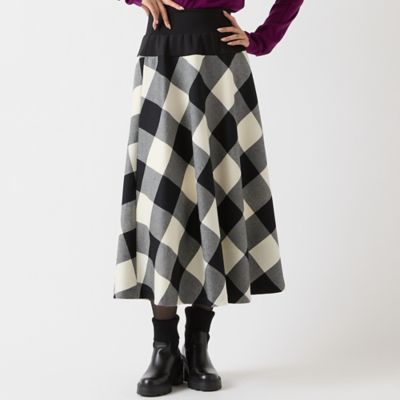 ＜R-ISM(Women) ＞【追加生産・尾州ウール・Ｓ／Ｍ／Ｌサイズあり】チェックフレアスカート（８１０４６５０９Ａ）