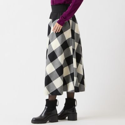 追加生産・尾州ウール・S／M／Lサイズあり】チェックフレアスカート