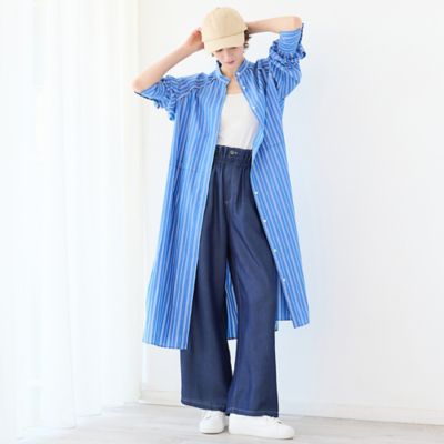 ＜R-ISM(Women) ＞【セットアップ対応・洗える・Ｓ／Ｍ／Ｌサイズ】シャンブレーデニムトラウザー（８１０５２６０５）