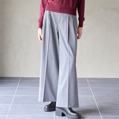 ＜R-ISM(Women) ＞【洗えるウール混素材】ツイルストレッチタックワイドパンツ（８１０５５５０６）