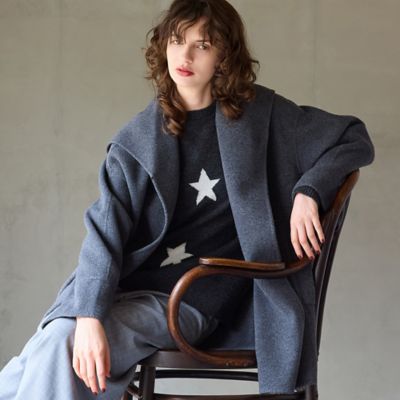 カシミヤブレンド】リバードレープミドルコート