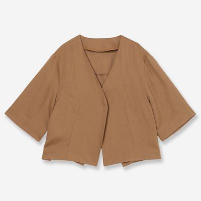 セットアップ対応・洗える】リネンブレンドショートジャケット