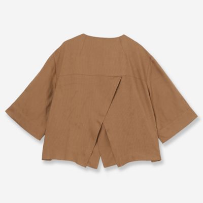 セットアップ対応・洗える】リネンブレンドショートジャケット