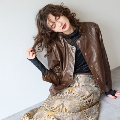 美品 ▶︎銀座マギー シープレザージャケット フリル ライダース 本革 38 美品 ▶︎銀座マギー シープレザージャケット フリル ライダース