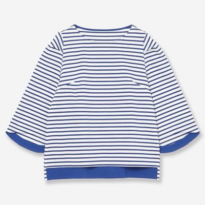 ＜R-ISM(Women) ＞【洗える】タック袖コットンボーダーカットソー（８１１２２６０３）