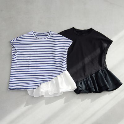 【接触冷感・ＵＶカット】タフタコンビカットソー（８１１２３５１４Ａ）