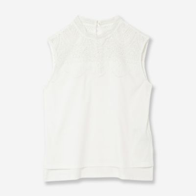 【洗える】レースコンビノースリーブカットソー（８１１２３５１６）