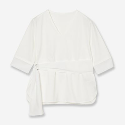 ＜R-ISM(Women) ＞【洗える】サッシュベルト付きコンビカットソー（８１１２３６１１）