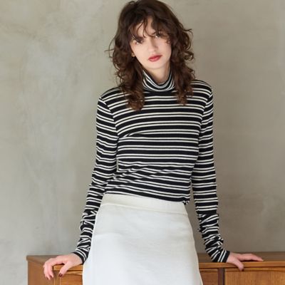 R-ISM(Women) /リズム ボーダータートルカットソー(81126509) クロ トップス【三越伊勢丹/公式】