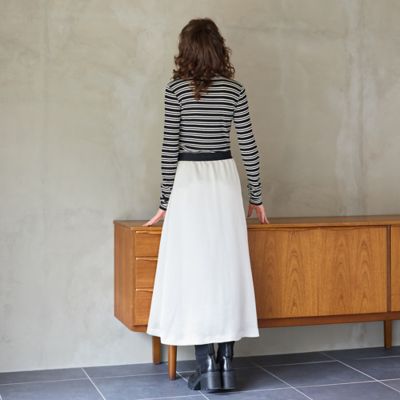 カシミヤブレンド・洗える】ボーダータートルカットソー