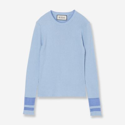 カシミヤ100%❣️リブ襟水色ニットセーター新品未使用クローバー 洗える】リストシアーデザインリブニット（81131602） | R-ISM