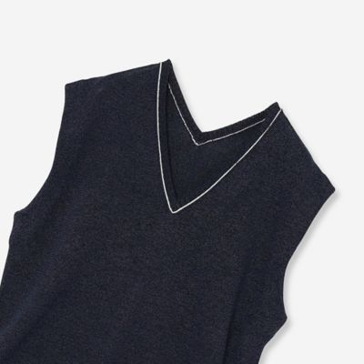 【洗えるニット】ペーパーヤーンブレンドベスト（８１１３３５１３）