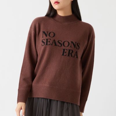 カシミヤ100％】メッセージロゴインターシャニット