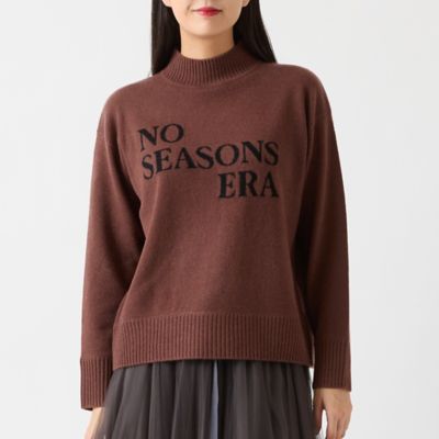 カシミヤ100％】メッセージロゴインターシャニット