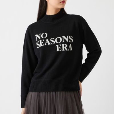 カシミヤ100％】メッセージロゴインターシャニット