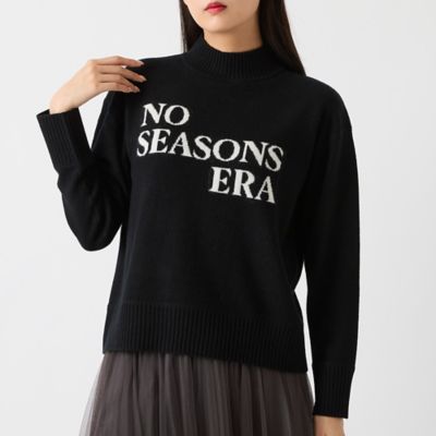 カシミヤ100％】メッセージロゴインターシャニット