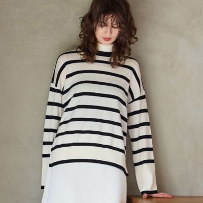 カシミヤ100％】タートルネックボーダーニット（81136509