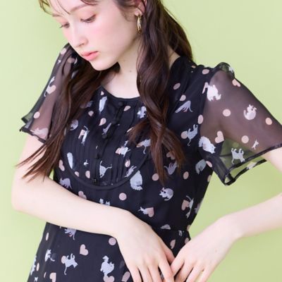 ＜Rose Tiara (Women/大きいサイズ)＞わんにゃんプリントワンピース（８２０１２６０２）