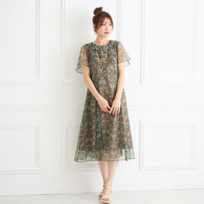 ＜Rose Tiara (Women/大きいサイズ)＞【２２ｆａｂｒｉｃ】フラワーガーデン／ワンピース（８２０１３５０１）