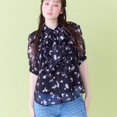 にゃんこプリントブラウス（82032601） | Rose Tiara (Women