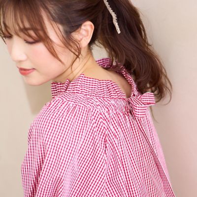 【２２ｆａｂｒｉｃ】ギンガムチェックブラウス（８２０３３５０５）