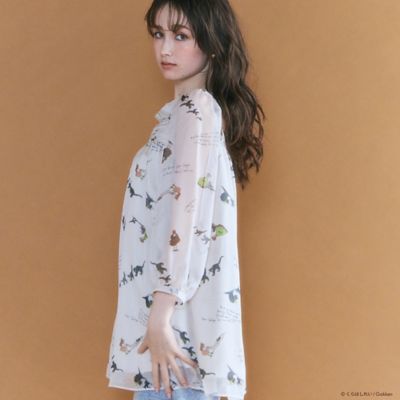 ライラックとピンクが可愛いボタニカルフラワー柄❁⃘*.のブラウス&スカートのセット ライラックとピンクが可愛いボタニカルフラワー柄❁⃘*.の