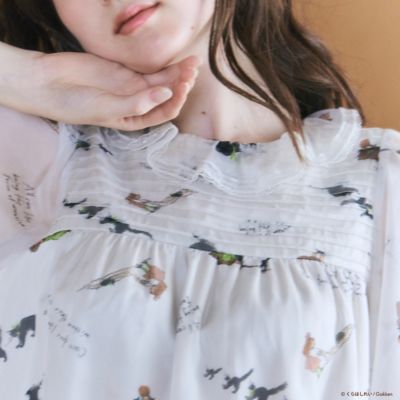 くらはしれいコラボ】クロネコPTピンタックフリルカラーブラウス 
