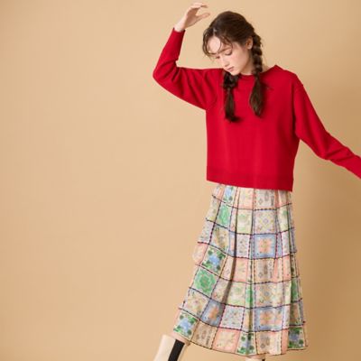 ローズティアラ46サイズ花柄刺繍チュールスカート 新作】チュール刺繍フレアスカート | Rose Tiara【ローズティアラ】