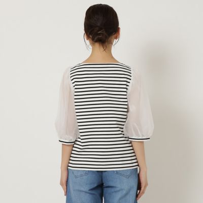 【２２ｆａｂｒｉｃ】リボンコレクター／ボーダーカットソー（８２１２３５０２Ａ）