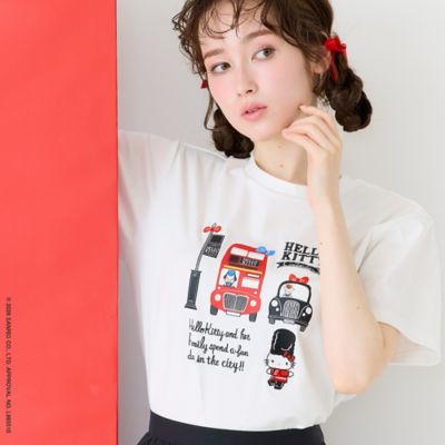 HELLO KITTY】ハローキティ ロンドンプリント刺繍Tシャツ