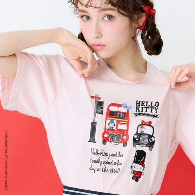 HELLO KITTY】ハローキティ ロンドンプリント刺繍Tシャツ