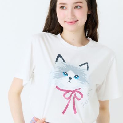 ネコプリント半袖Tシャツ（82123603） | Rose Tiara (Women