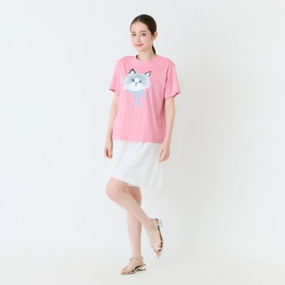 ネコプリント半袖Tシャツ（82123603） | Rose Tiara (Women