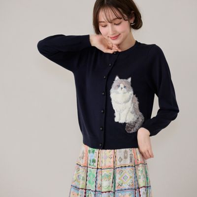 ねこ刺繍ニットカーディガン（82136501） | Rose Tiara (Women